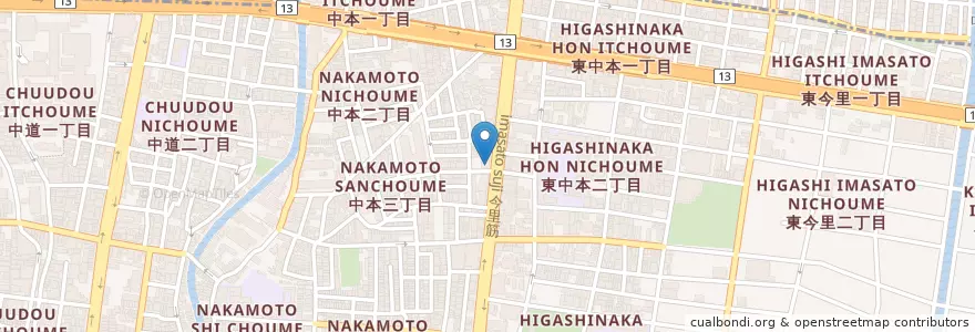 Mapa de ubicacion de 餃子の王将 en Jepun, 大阪府, 大阪市, 東成区.