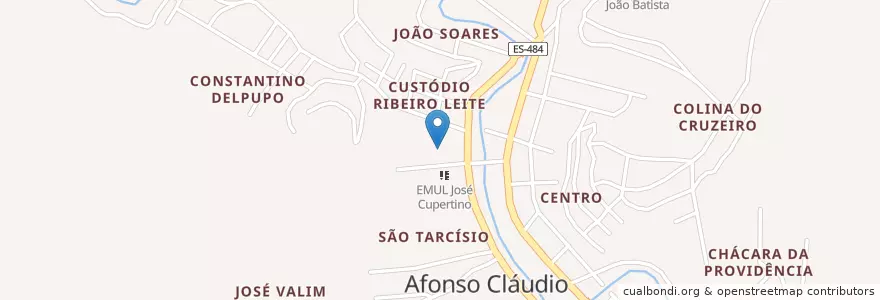 Mapa de ubicacion de EEEFM Afonso Cláudio en Brasil, Región Sudeste, Espírito Santo, Região Geográfica Intermediária De Vitória, Microrregião Afonso Cláudio, Afonso Cláudio.