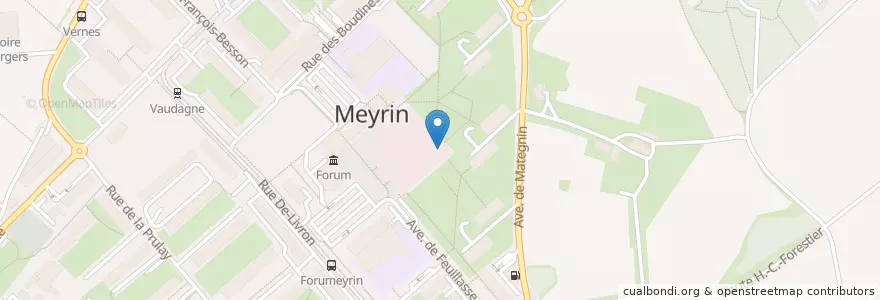 Mapa de ubicacion de Poste de Meyrin 2 en 스위스, Genève, Meyrin, Genève, Meyrin.