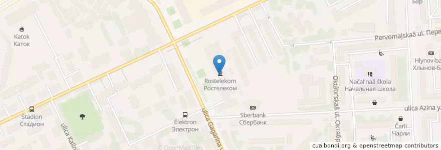 Mapa de ubicacion de Вятскополянский почтамт (РТУ) en Russland, Föderationskreis Wolga, Oblast Kirow, Городской Округ Вятские Поляны.