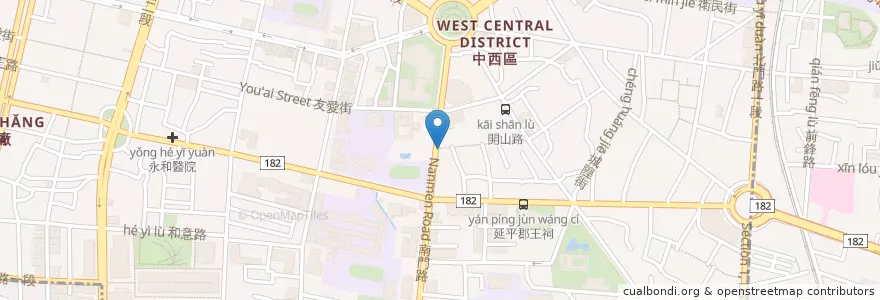 Mapa de ubicacion de 寶哥黑輪 en 타이완, 타이난 시, 中西區.