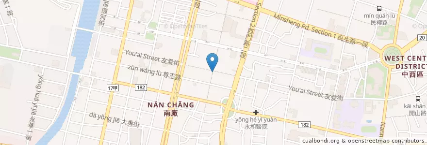 Mapa de ubicacion de 國華街白糖糕 en تایوان, 臺南市, 中西區.