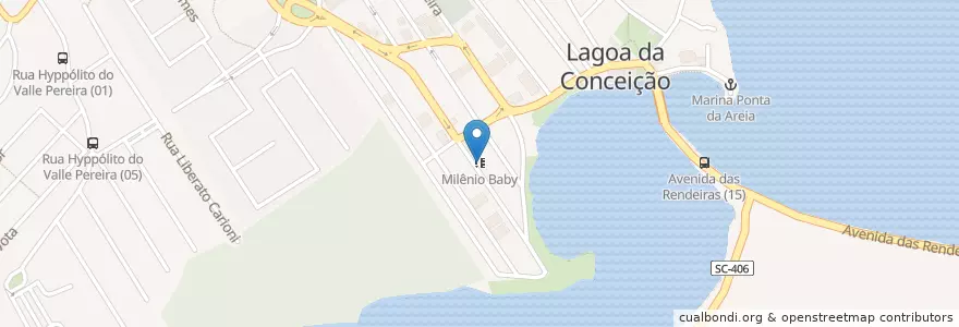 Mapa de ubicacion de Milênio Baby en 巴西, 南部, 圣卡塔琳娜, Microrregião De Florianópolis, Região Geográfica Intermediária De Florianópolis, 弗洛里亚诺波利斯.