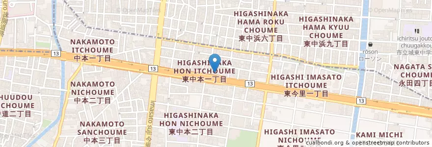 Mapa de ubicacion de 切通眼科 en Japan, Präfektur Osaka, 大阪市, 城東区.