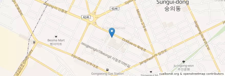 Mapa de ubicacion de 숭의교회 선교센터 en Güney Kore, 인천, 미추홀구.