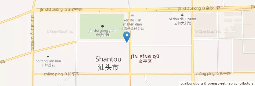 Mapa de ubicacion de 中国工商银行 en China, Provincia De Cantón, Shantou, 金平区, 石炮台街道.
