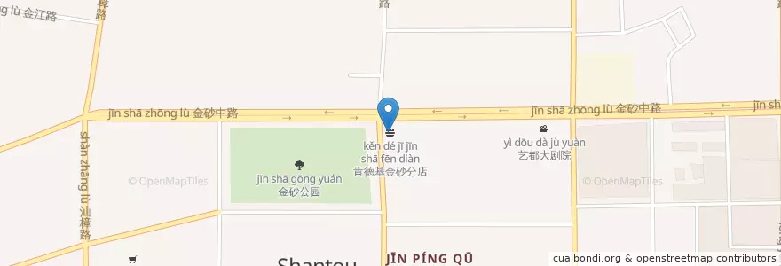 Mapa de ubicacion de 肯德基 en China, Provincia De Cantón, Shantou, 金平区, 石炮台街道.
