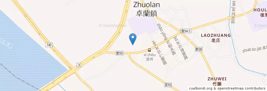 Mapa de ubicacion de 果菜市場 en 台湾, 台湾省, 苗栗県, 卓蘭鎮.