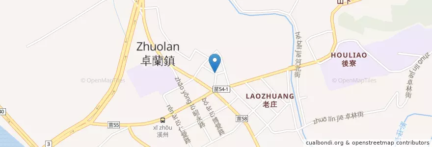 Mapa de ubicacion de 傳統市場 en تایوان, 臺灣省, 苗栗縣, 卓蘭鎮.