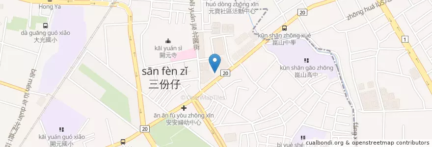 Mapa de ubicacion de 千越加油站 en تايوان, تاينان, 永康區.