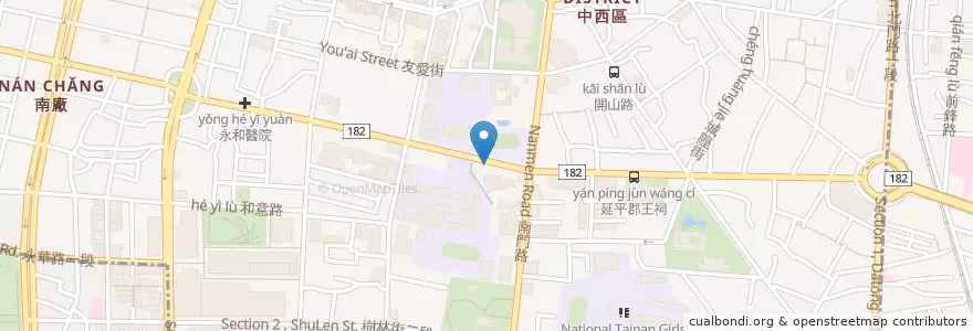 Mapa de ubicacion de 果溱是 en Taiwan, Tainan, 中西區.