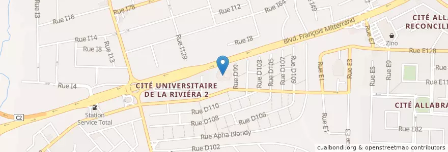 Mapa de ubicacion de Groupe Scolaire Sogefiha Riviera 2 en Ivoorkust, Abidjan, Cocody.