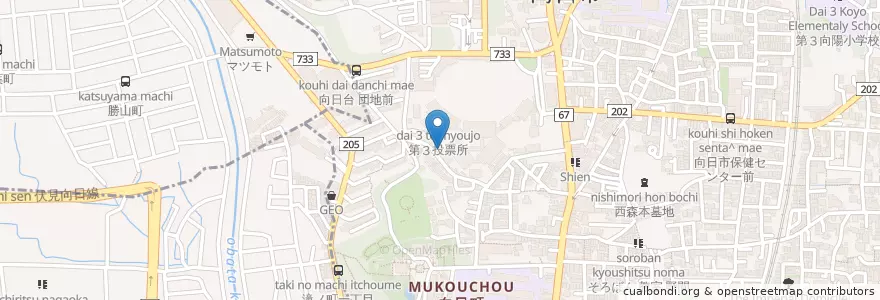 Mapa de ubicacion de ムコリンムッチー en Japan, Präfektur Kyōto, 向日市.