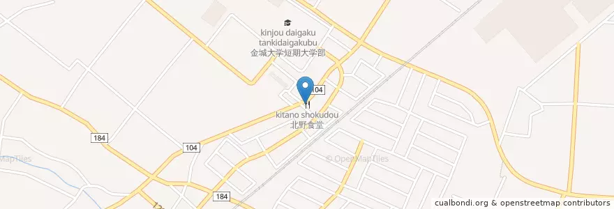 Mapa de ubicacion de 北野食堂 en 日本, 石川県, 白山市.