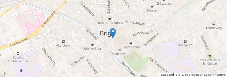 Mapa de ubicacion de Johnnys Bar en Svizzera, Vallese, Brig, Brig-Glis.