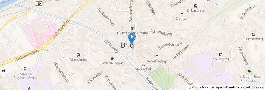 Mapa de ubicacion de Apotheke F. Marty en 瑞士, Valais/Wallis, Brig, Brig-Glis.