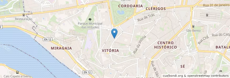Mapa de ubicacion de Tia Orlanda en البرتغال, المنطقة الشمالية (البرتغال), Área Metropolitana Do Porto, بورتو, بورتو, Cedofeita, Santo Ildefonso, Sé, Miragaia, São Nicolau E Vitória.