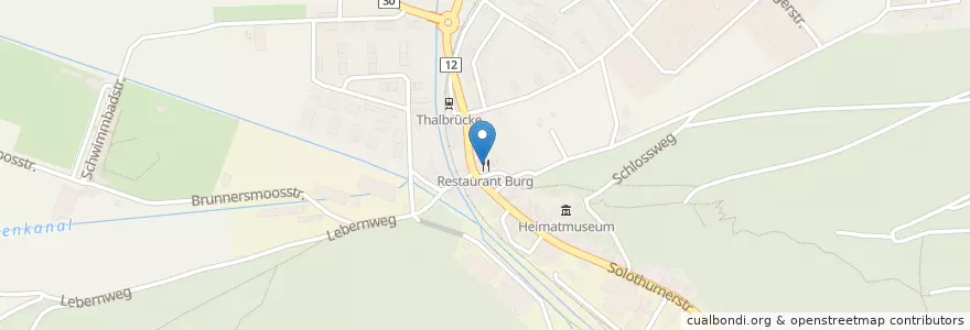 Mapa de ubicacion de Burg en 瑞士, Solothurn, Amtei Thal-Gäu, Bezirk Thal, Balsthal.