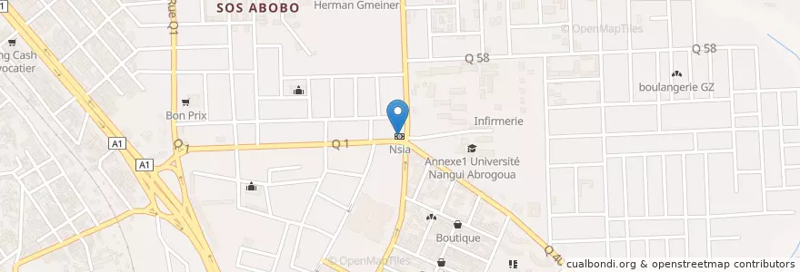 Mapa de ubicacion de Nsia en Costa Do Marfim, Abidjan, Abobo.