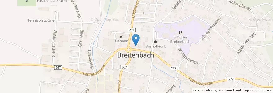 Mapa de ubicacion de Gemeindeverwaltung Breitenbach en Zwitserland, Solothurn, Amtei Dorneck-Thierstein, Bezirk Thierstein, Breitenbach.