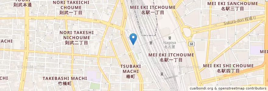 Mapa de ubicacion de 名古屋駅ハイウェイバスターミナル en اليابان, 愛知県, 名古屋市, 中村区.