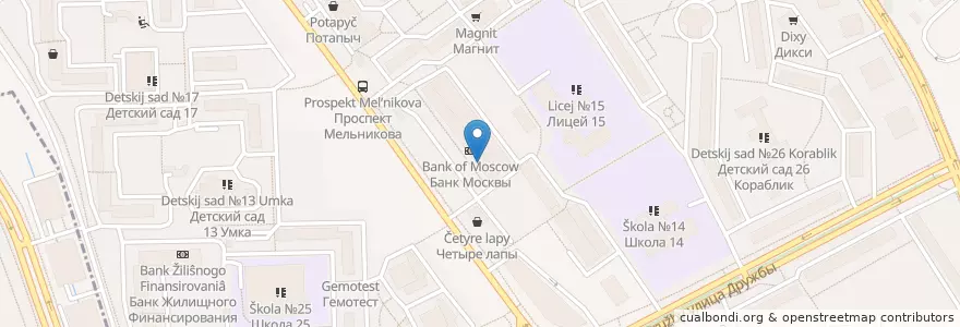 Mapa de ubicacion de ИФК en Rusia, Distrito Federal Central, Óblast De Moscú, Городской Округ Химки.