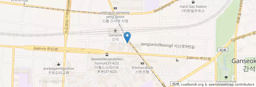 Mapa de ubicacion de 롯데리아 인천간석점 en 대한민국, 인천, 남동구, 간석동.