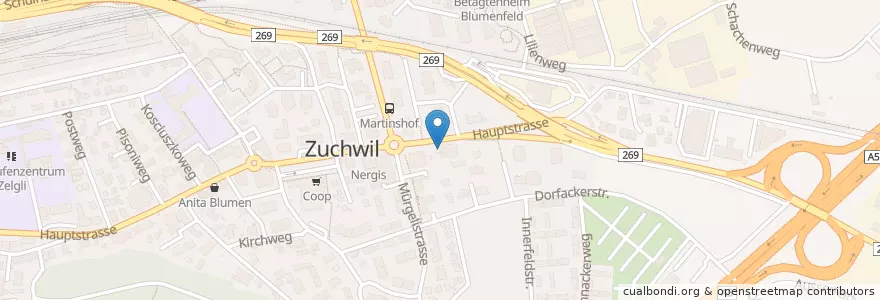 Mapa de ubicacion de Restaurant Kastanienbaum en Schweiz, Solothurn, Amtei Bucheggberg-Wasseramt, Bezirk Wasseramt, Zuchwil.