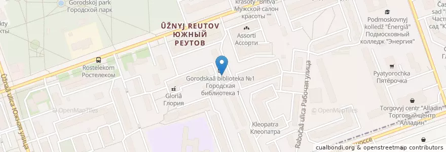 Mapa de ubicacion de Детская библиотека №3 en 俄罗斯/俄羅斯, Центральный Федеральный Округ, 莫斯科州, Городской Округ Реутов.