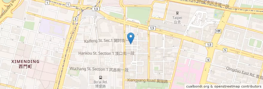 Mapa de ubicacion de 劉山東牛肉麵 en 台湾, 新北市, 台北市, 中正区.
