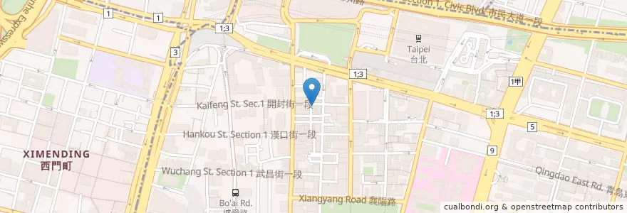 Mapa de ubicacion de 良品牛肉麵 en Taïwan, Nouveau Taipei, Taipei, 中正區.