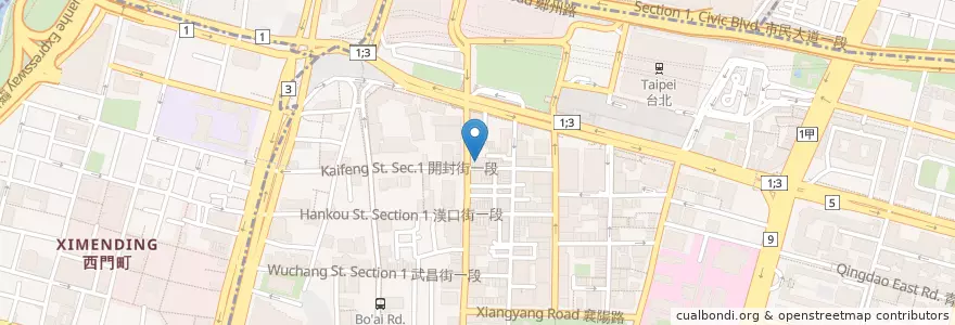 Mapa de ubicacion de 洪師父麵食棧 en Taiwan, New Taipei, Taipei, Zhongzheng District.