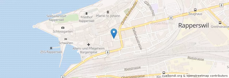 Mapa de ubicacion de City Parkhaus en Schweiz/Suisse/Svizzera/Svizra, Sankt Gallen, Wahlkreis See-Gaster, Rapperswil-Jona.