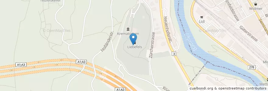 Mapa de ubicacion de Friedhof Liebenfels en سويسرا, Aargau, Bezirk Baden, Baden.