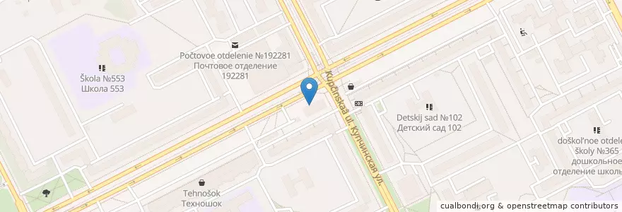 Mapa de ubicacion de Шаверма Stop en Russie, District Fédéral Du Nord-Ouest, Oblast De Léningrad, Saint-Pétersbourg, Фрунзенский Район, Балканский Округ.