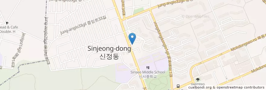 Mapa de ubicacion de 알뜰주유소 en Korea Selatan, 서울, 양천구, 신정1동.