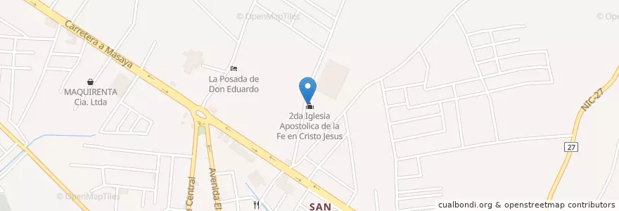 Mapa de ubicacion de Segunda Iglesia Apostólica de la Fe en Cristo Jesús en 尼加拉瓜, Masaya, Masaya (Municipio).