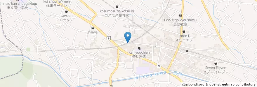 Mapa de ubicacion de 三菱東京UFJ en 일본, 가나가와현, 川崎市, 多摩区.