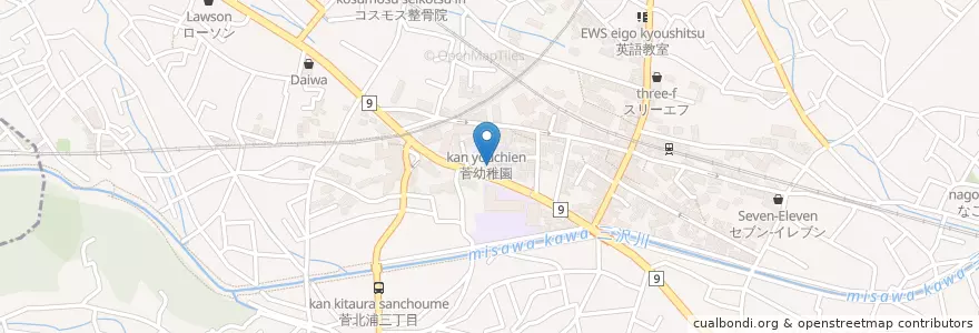 Mapa de ubicacion de 関口内科医院 en Japão, 神奈川県, 川崎市, 多摩区.