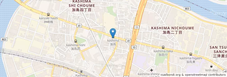 Mapa de ubicacion de 朝日飯店 en 일본, 효고현, 오사카, 尼崎市, 淀川区.