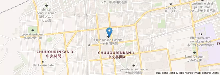 Mapa de ubicacion de 中央林間病院 (Chuo-Rinkan Hospital) en اليابان, كاناغاوا, 大和市.