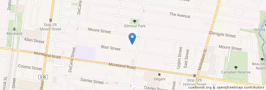 Mapa de ubicacion de Antonine Sisters Child Care Centre en استرالیا, Victoria, City Of Moreland.