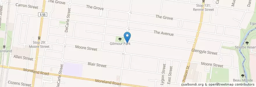 Mapa de ubicacion de Barrow Street Montessori Centre en Austrália, Victoria, City Of Moreland.
