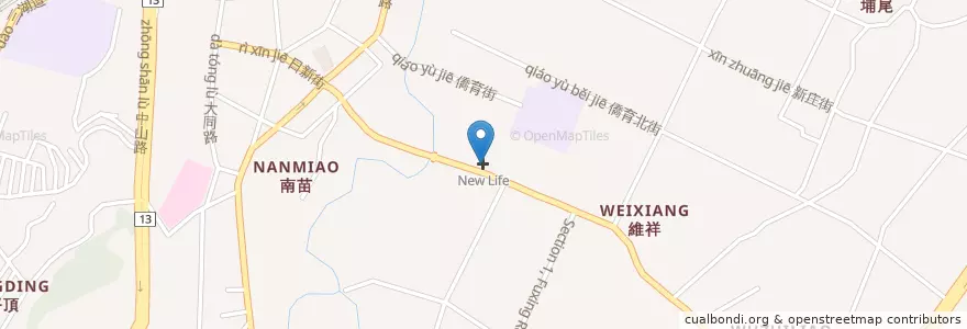 Mapa de ubicacion de New Life en 台湾, 台湾省, 苗栗県, 苗栗市.