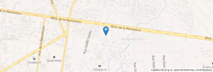 Mapa de ubicacion de Rue en Burkina Faso, Upper-Basins, Houet.