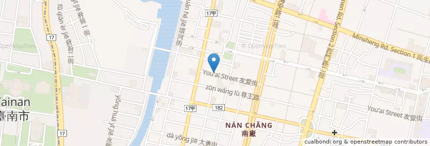 Mapa de ubicacion de 台南友愛街郵局 en Taiwan, 臺南市, 中西區.