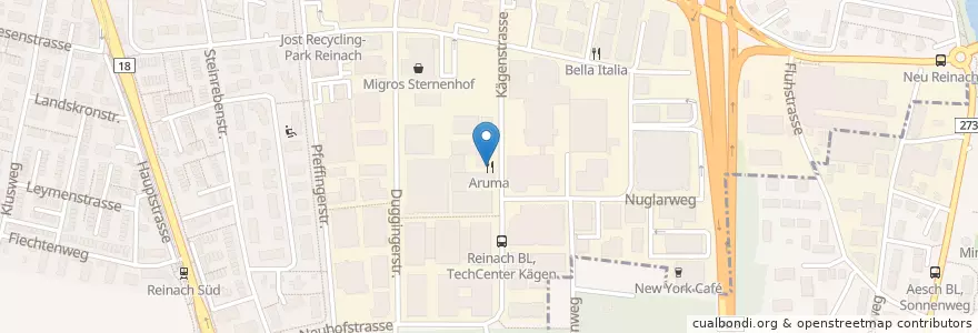 Mapa de ubicacion de Aruma en Svizzera, Basilea Campagna, Bezirk Arlesheim, Reinach.