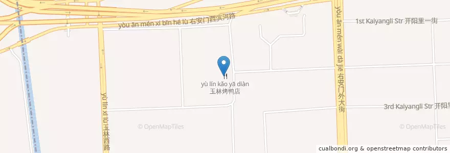 Mapa de ubicacion de 玉林烤鸭店 en 中国, 北京市, 河北省, 丰台区, 右安门.