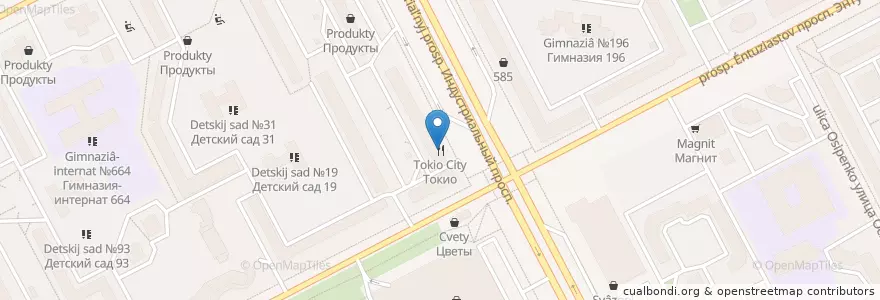 Mapa de ubicacion de Токио-City en Russie, District Fédéral Du Nord-Ouest, Oblast De Léningrad, Saint-Pétersbourg, Красногвардейский Район, Округ Пороховые.