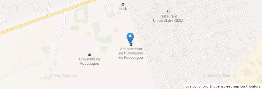 Mapa de ubicacion de Aministration de l' Université de Koudougou en 부르키나파소, Centre-Ouest, Boulkiemdé, Koudougou, Koudougou.